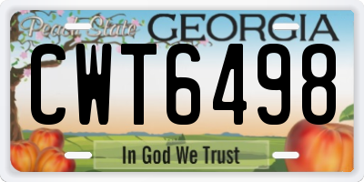 GA license plate CWT6498