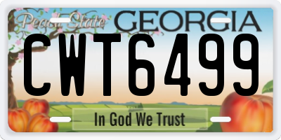 GA license plate CWT6499