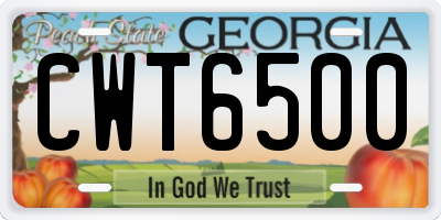 GA license plate CWT6500