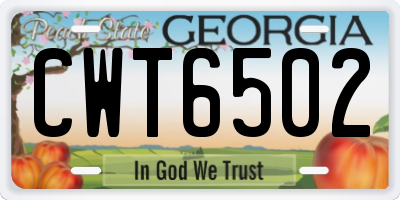 GA license plate CWT6502
