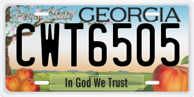 GA license plate CWT6505