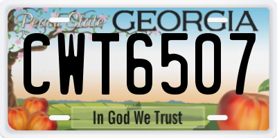 GA license plate CWT6507