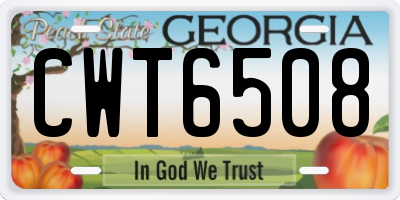 GA license plate CWT6508