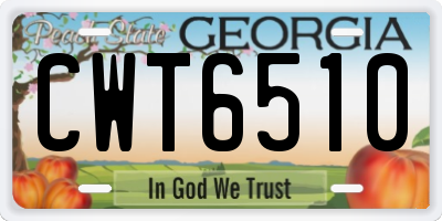 GA license plate CWT6510