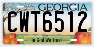 GA license plate CWT6512