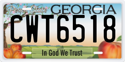 GA license plate CWT6518