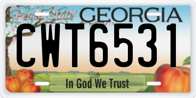 GA license plate CWT6531