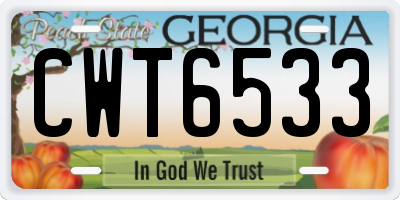GA license plate CWT6533