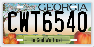 GA license plate CWT6540