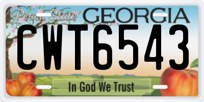 GA license plate CWT6543