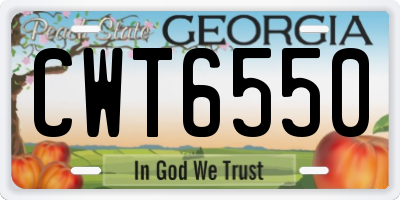GA license plate CWT6550