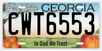 GA license plate CWT6553