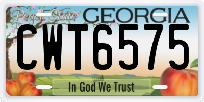 GA license plate CWT6575