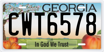 GA license plate CWT6578