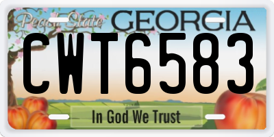 GA license plate CWT6583