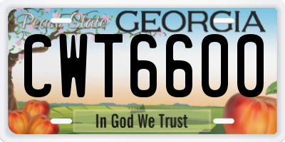 GA license plate CWT6600