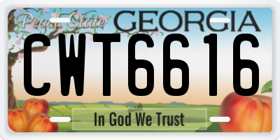GA license plate CWT6616