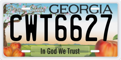 GA license plate CWT6627