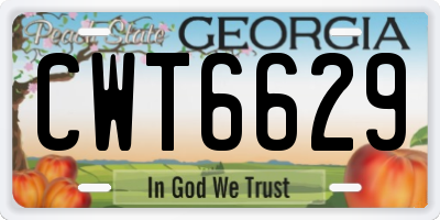 GA license plate CWT6629