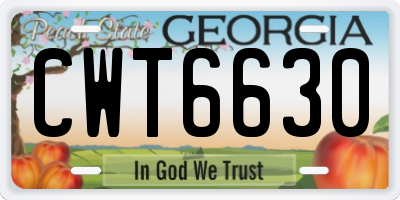 GA license plate CWT6630