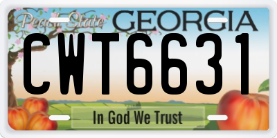GA license plate CWT6631