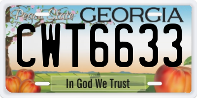 GA license plate CWT6633