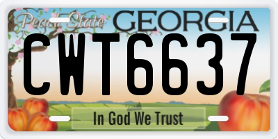 GA license plate CWT6637