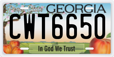 GA license plate CWT6650