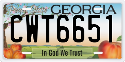 GA license plate CWT6651