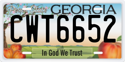 GA license plate CWT6652