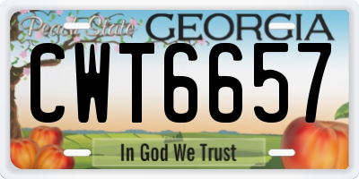 GA license plate CWT6657