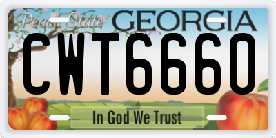 GA license plate CWT6660