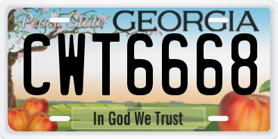 GA license plate CWT6668