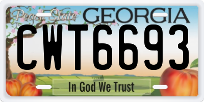 GA license plate CWT6693