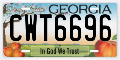 GA license plate CWT6696