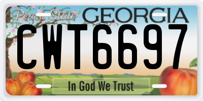 GA license plate CWT6697