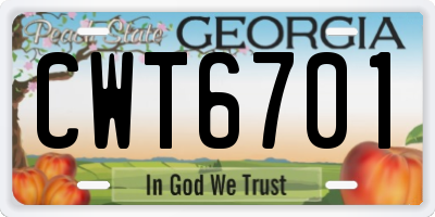 GA license plate CWT6701