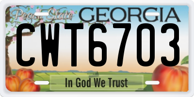 GA license plate CWT6703