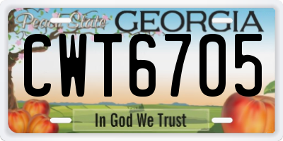 GA license plate CWT6705
