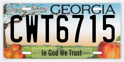 GA license plate CWT6715