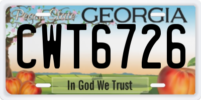 GA license plate CWT6726