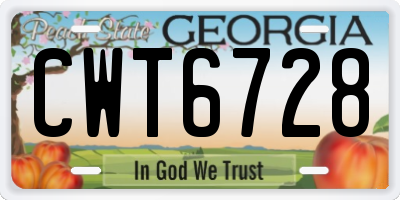 GA license plate CWT6728