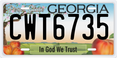 GA license plate CWT6735
