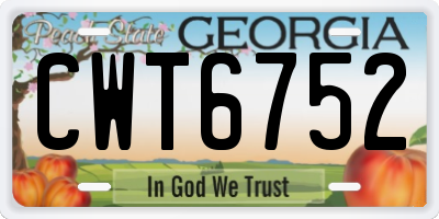 GA license plate CWT6752