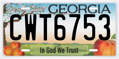 GA license plate CWT6753