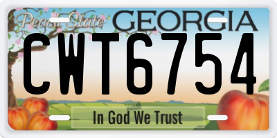 GA license plate CWT6754