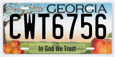 GA license plate CWT6756