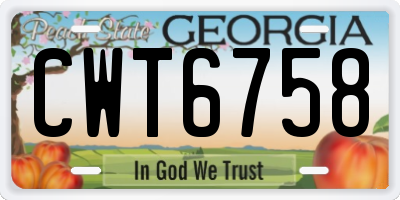 GA license plate CWT6758