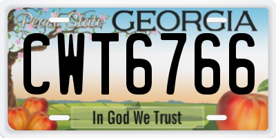GA license plate CWT6766