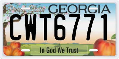GA license plate CWT6771